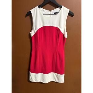 Tommy Hilfiger Red & White Colorblock Sleeveless Dress
